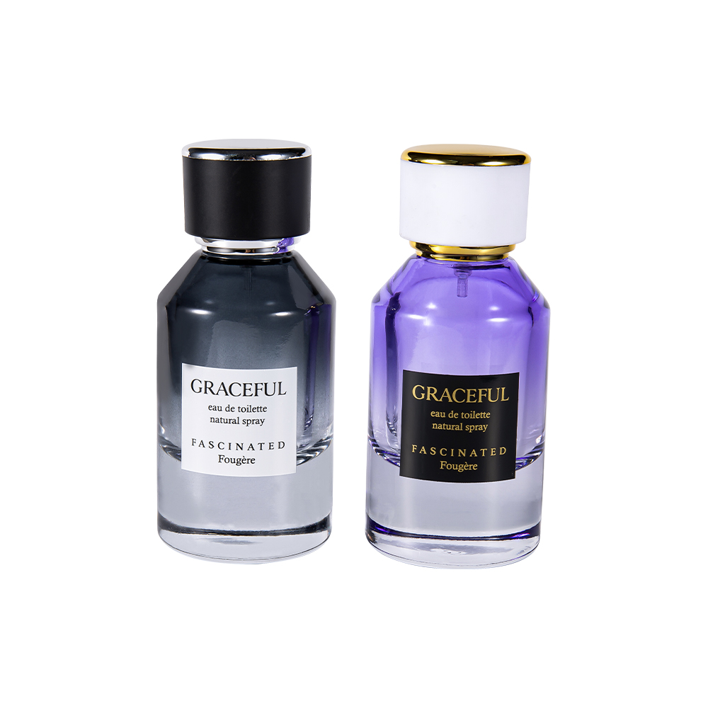 GC4416-WJ2098 50ML লেদার প্রিন্টেড গ্লাস পারফিউম বোতল, ABS প্লাস্টিক ক্যাপ, UV-প্রুফ পিপি লাইনিং