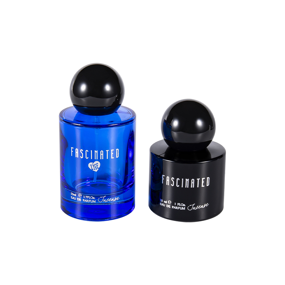 GC4749-WJ2537 50ML নলাকার প্রলিপ্ত গোল্ড ফয়েল গ্লাস পারফিউম বোতল গোলাকার ABS PP প্লাস্টিক ক্যাপ সহ