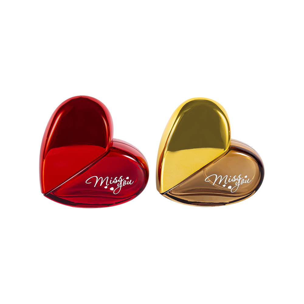 UV PP প্লাস্টিক ক্যাপ সহ GC193-WJ501 50ML হার্ট-আকৃতির কাচের পারফিউম বোতল