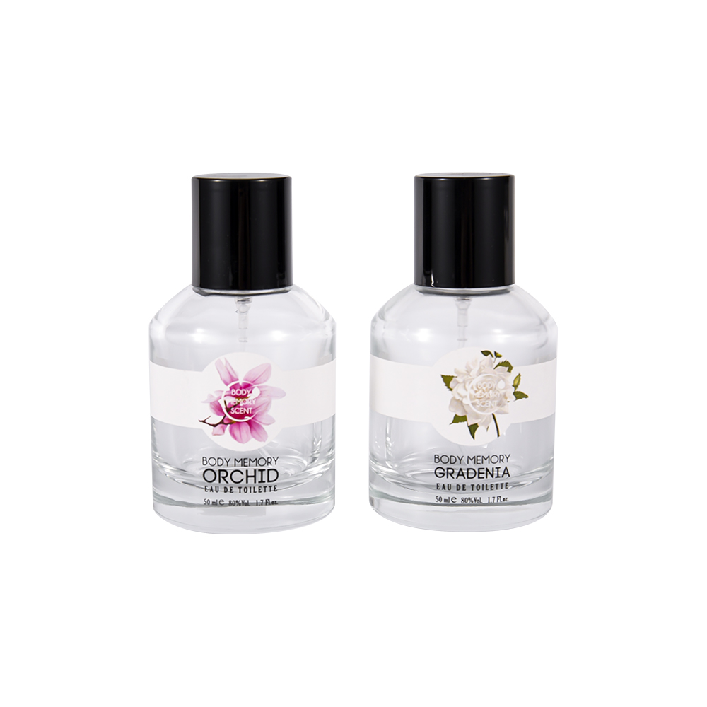 কালো পিপি প্লাস্টিক ক্যাপ সহ GC4815-WJ2531 50ML ক্লিয়ার গ্লাস পারফিউম বোতল