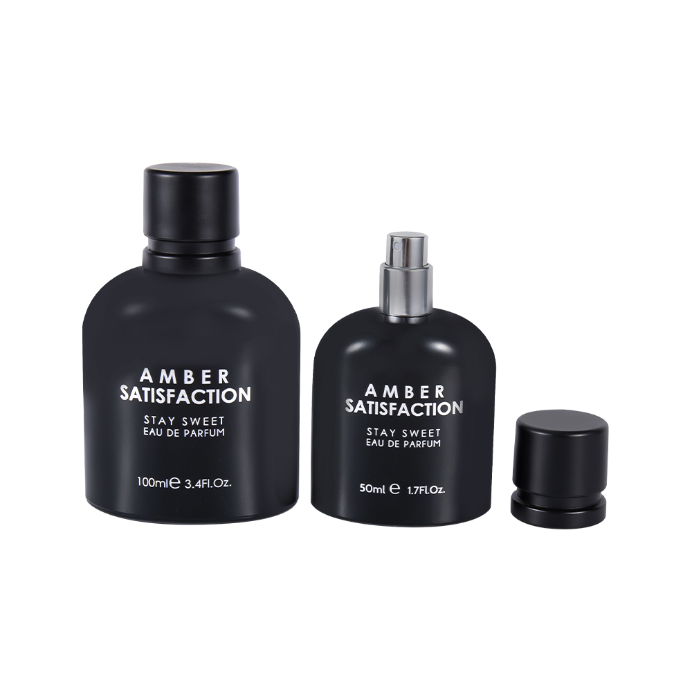 ABS PP প্লাস্টিক ক্যাপ সহ GC3894-WJ176 100ML রঙের প্রলিপ্ত উজ্জ্বল কালো প্রিন্টেড গ্লাস পারফিউম বোতল